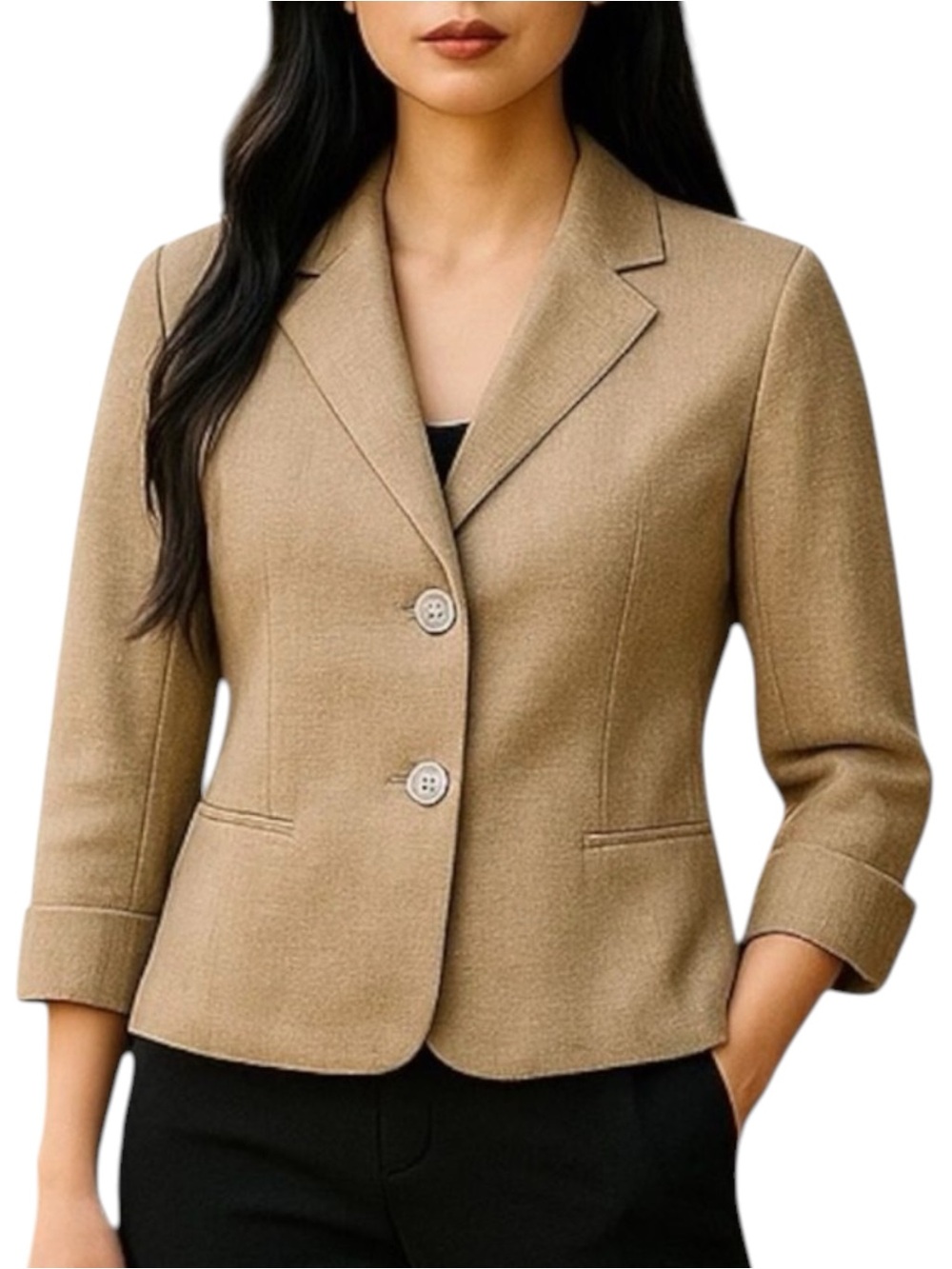 Talbots Women's Metallic Tan Linen Coastal Grandma Blazer NWOT Size 4